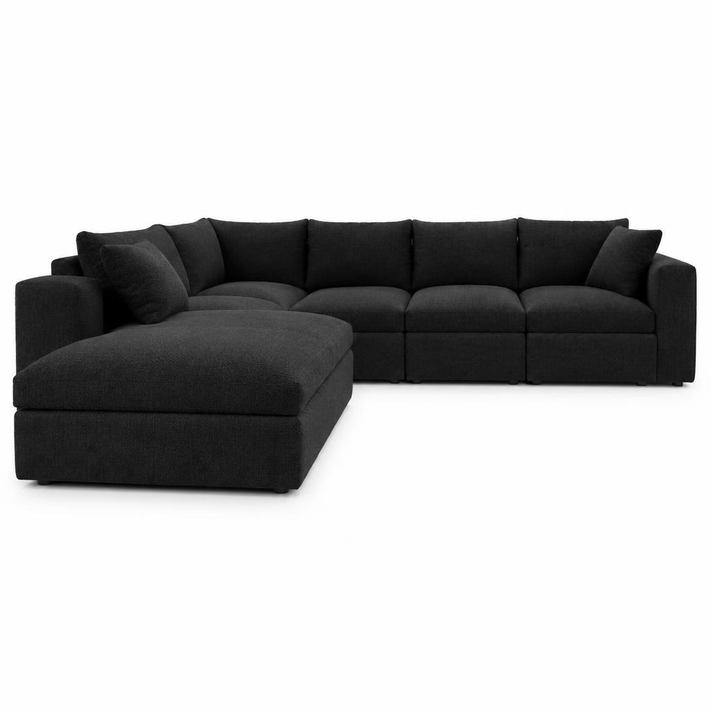 Sofá modular esquinero en L, configuraciones versátiles